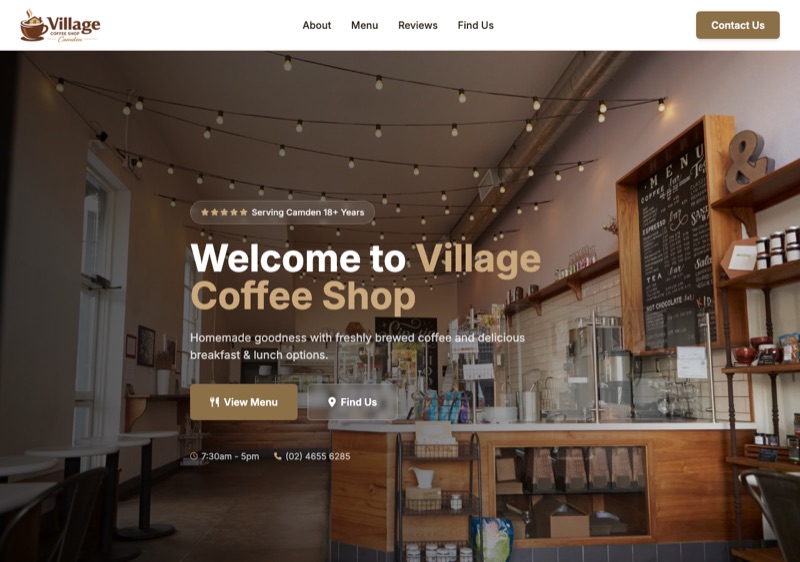 Village Coffee Shop website demo