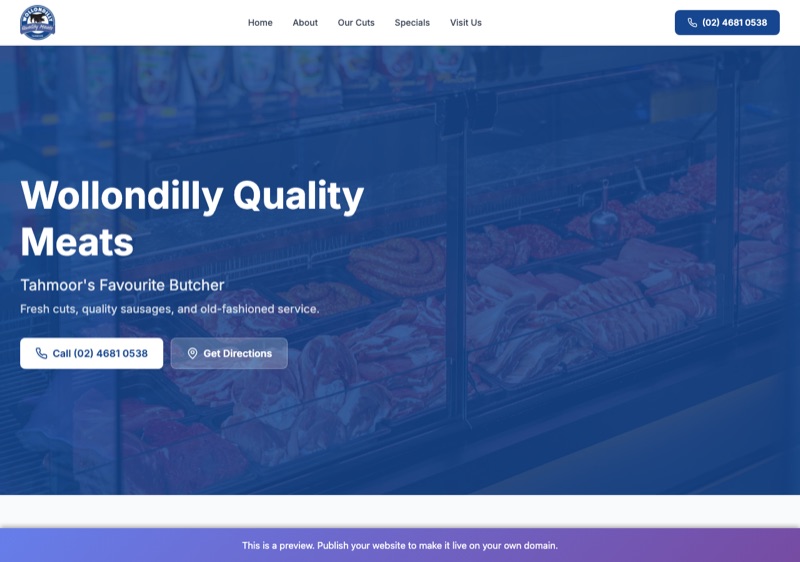Wollondilly Quality Meats website demo